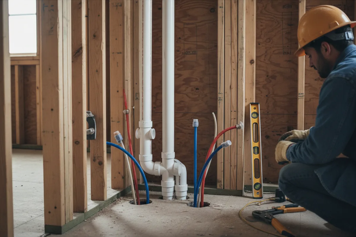 Drain and supply rough-in during Leak Detection in Happy Valley