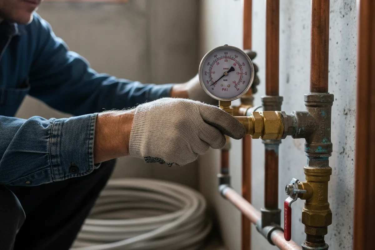 Pressure testing a repaired line during Water Line Repair in Happy Valley